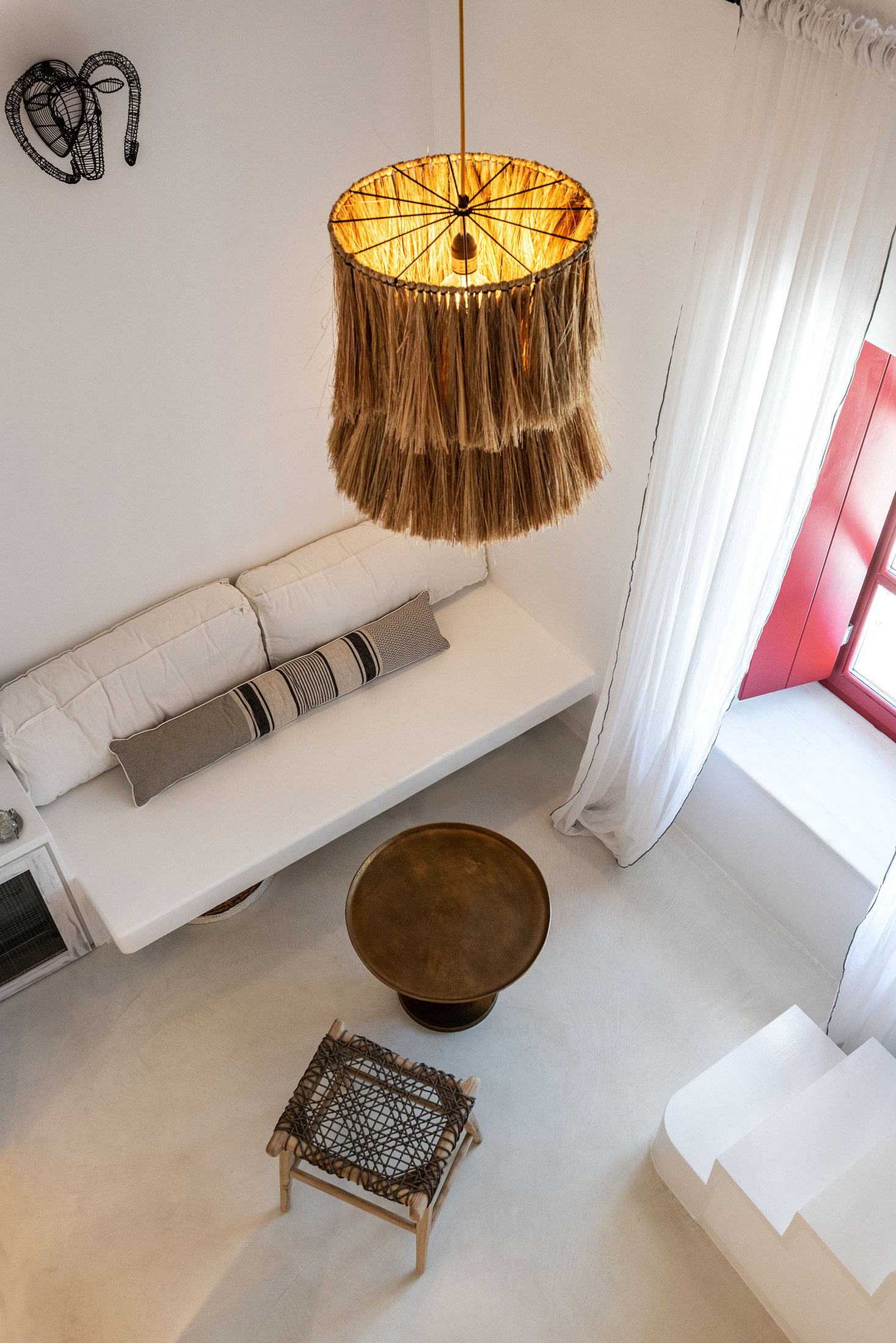The TownHouse Mykonos Deluxe Duplex Living Room Aerial View