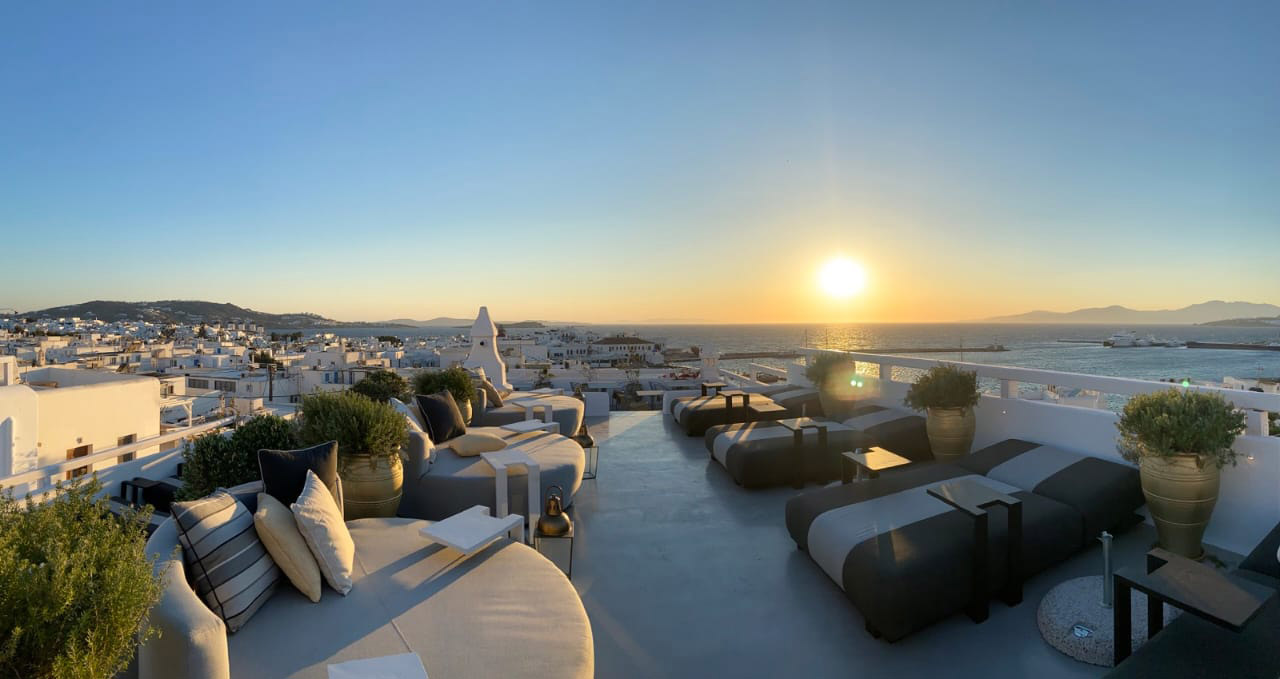 The TownHouse Mykonos Sky Bar & Sun Deck Lounge Area